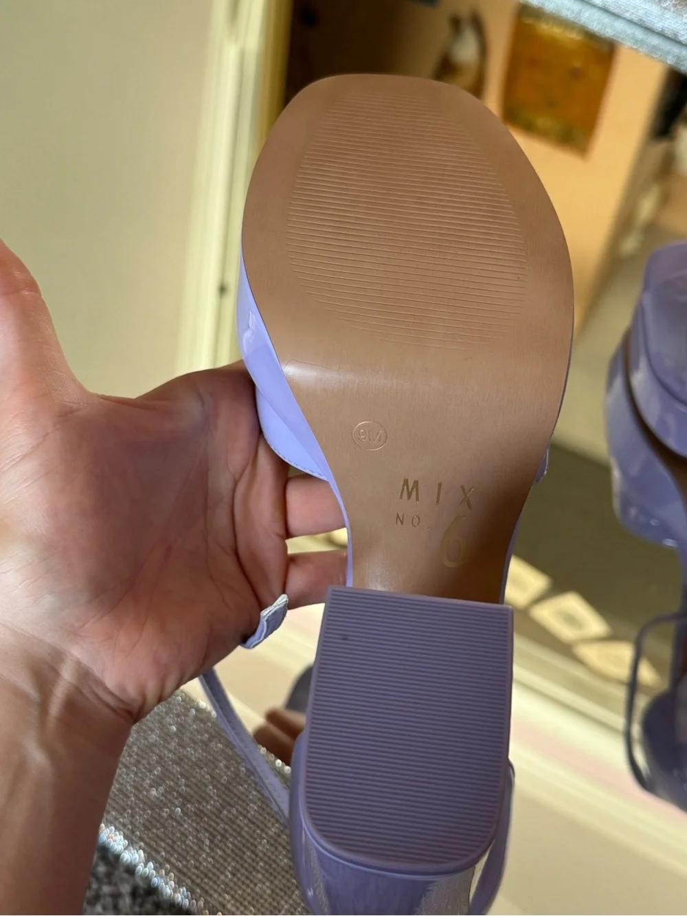 Mix No. 6 Lavender Patent Platform Block Heel Sandals